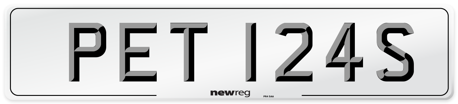 PET 124S Number Plate from New Reg